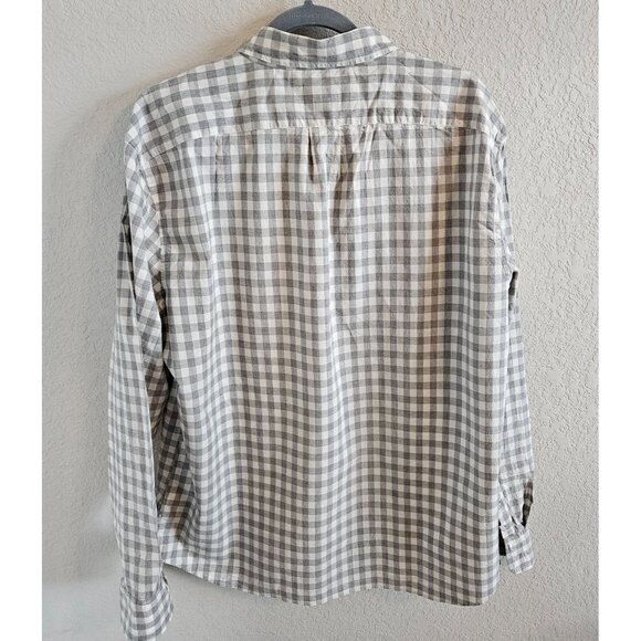 J. Crew Mens Size XL Slim Fit Stretch Organic Cotton Gray White Gingham Check - Picture 2 of 7